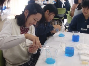 高吸水性樹脂がどのくらい水を吸収するかの実験風景1